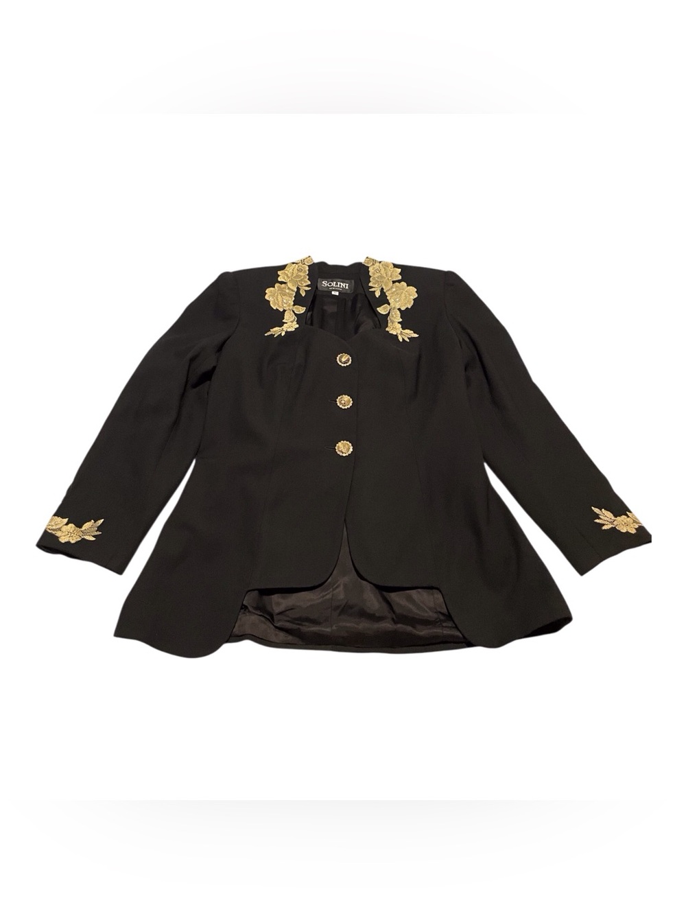 Solini New Yourk Women's Lace Applications Beaded Rhinestones Solid Blazer,12 - Picture 10 of 11